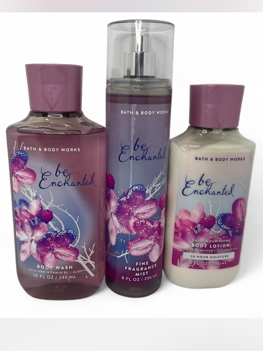 Bath & Body Works BE ENCHANTED 3 Piece Gift Set Body Wash, Lotion & Mist Full Sz